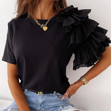 Load image into Gallery viewer, O Neck Solid Blouse Shirt Layered Ruffle Tops
