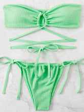 Load image into Gallery viewer, Ribbed Drawstring Strappy Bikini Swimsuit