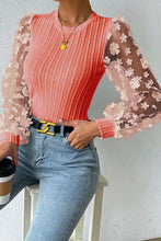 Load image into Gallery viewer, Woman's Textured Applique Long Sleeve Blouse