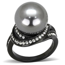 Load image into Gallery viewer, Black(Ion Plating) Stainless Steel Ring with Synthetic Pearl