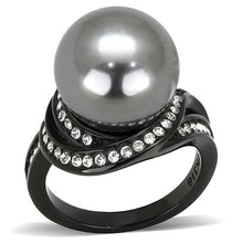 Load image into Gallery viewer, Black(Ion Plating) Stainless Steel Ring with Synthetic Pearl
