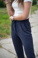 Load image into Gallery viewer, Tie-ankle pants in Navy