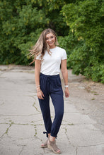 Load image into Gallery viewer, Tie-ankle pants in Navy