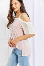 Load image into Gallery viewer, Pink Cold Shoulder Tee