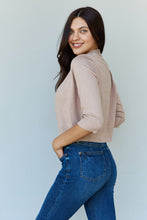 Load image into Gallery viewer, Khaki Cropped Cardigan Full Size with 3/4 Sleeves