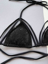 Load image into Gallery viewer, Glitter Halter Neck Strappy Two-Piece Bikini Set