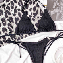 Load image into Gallery viewer, Textured Halter Neck Tie Side Bikini Set