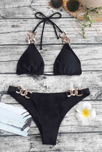 Load image into Gallery viewer, Chain Detail Tied Halter Neck Bikini Set