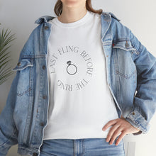 Load image into Gallery viewer, Bachelorette - &#39;Last Fling Before the Ring&#39; fun bachelorette party t-shirts
