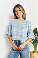 Load image into Gallery viewer, Woman&#39;s Ribbed Trim Round Neck Knit Top
