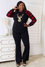 Load image into Gallery viewer, Heimish Full Size Sequin Reindeer Graphic Plaid Top
